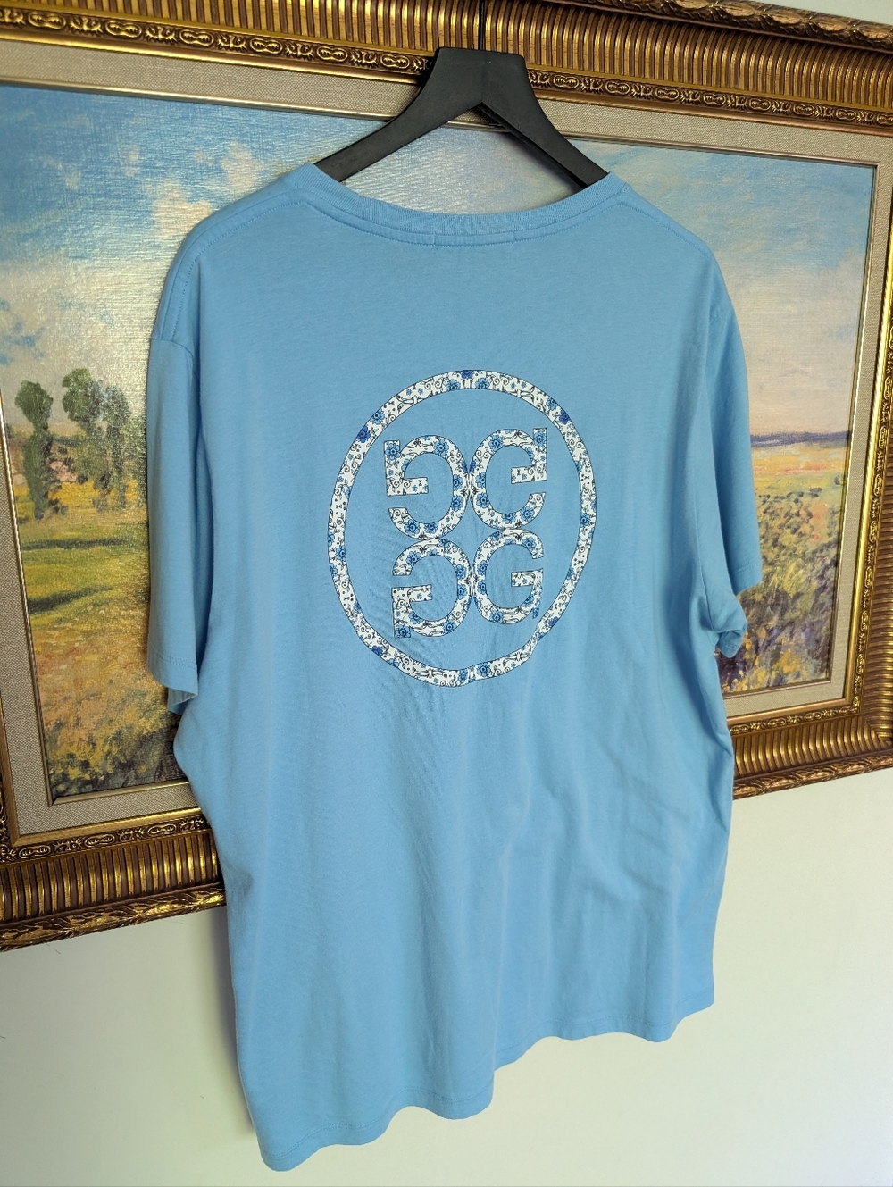 G/FORE Light Blue Short-Sleeve Skull Patch Tee